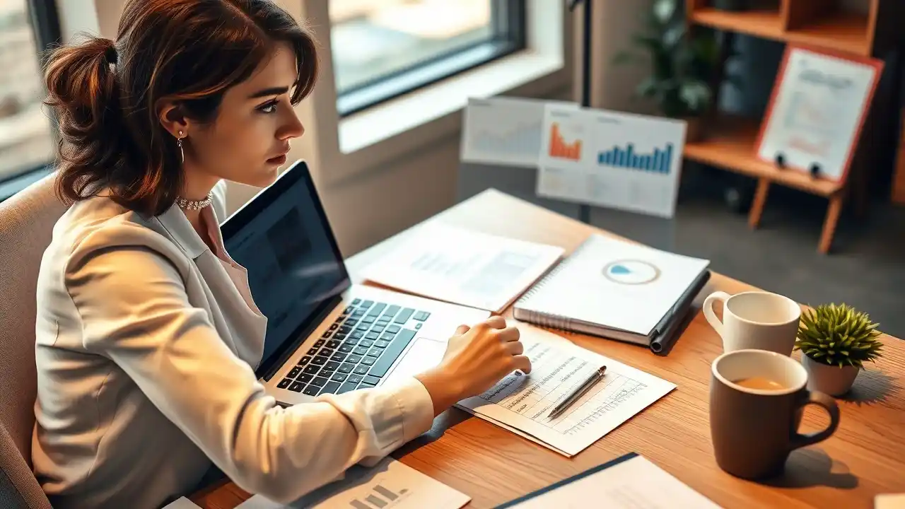 Business professionals reviewing company email marketing data on a laptop - Email Marketing Academix