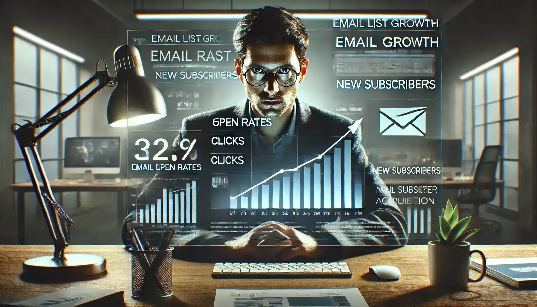 A focused marketer using a Lead Capture Strategy to improve Email List Building for a business - Email Marketing Academix