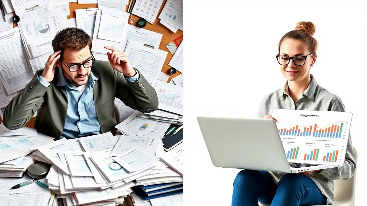 Marketer reviewing email marketing reporting insights with charts displaying email performance tracking and email engagement analysis - Email Marketing Academix