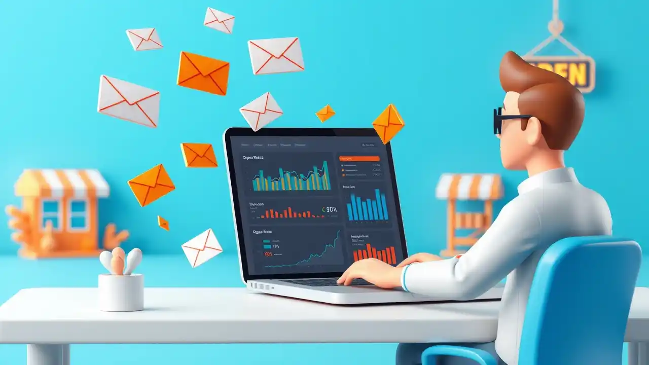 A marketing expert setting up targeted email marketing for small businesses to increase customer engagement - Email Marketing Academix