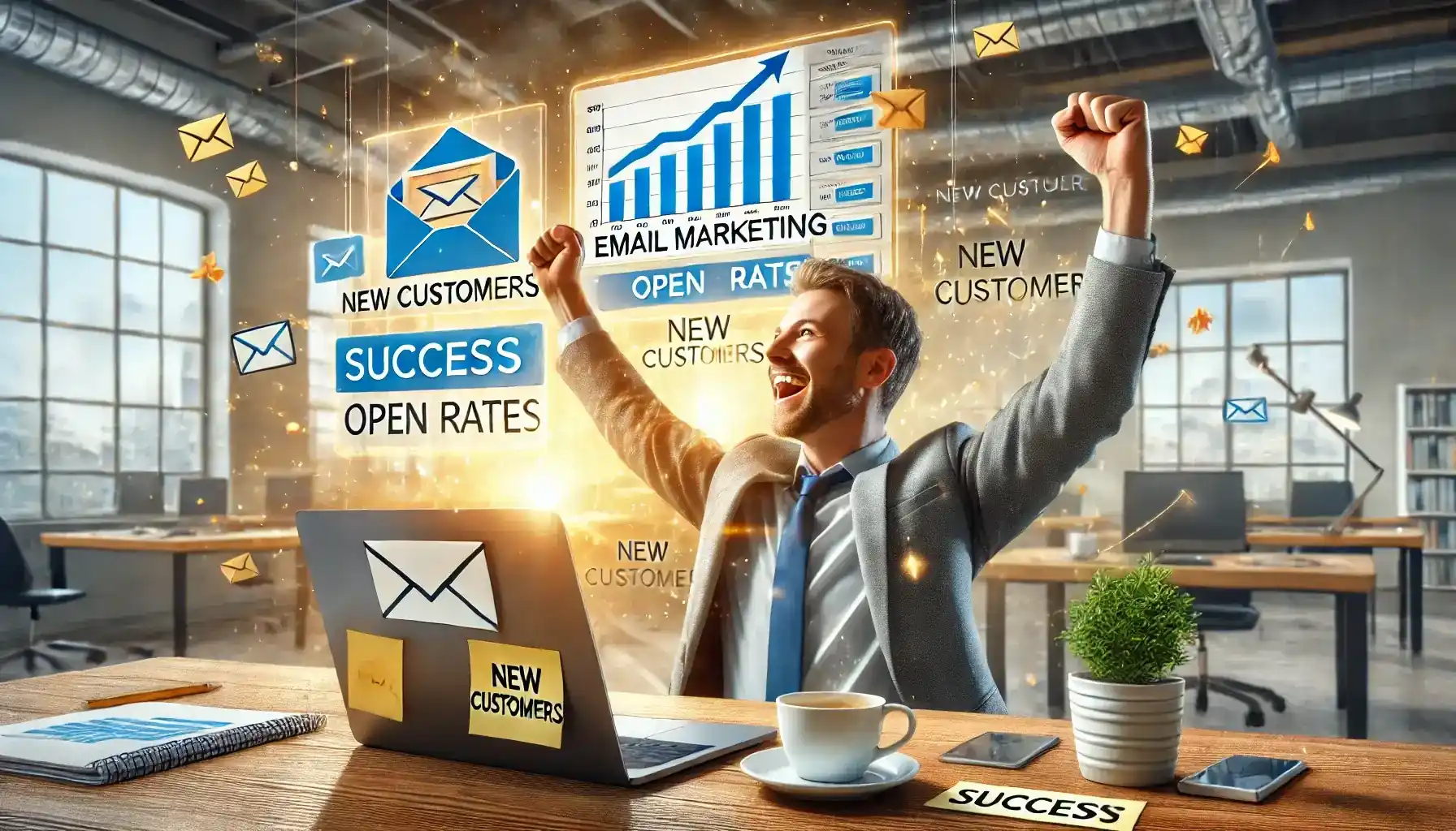 An entrepreneur analyzing email campaigns for small businesses to boost open rates and click-through rates - Email Marketing Academix