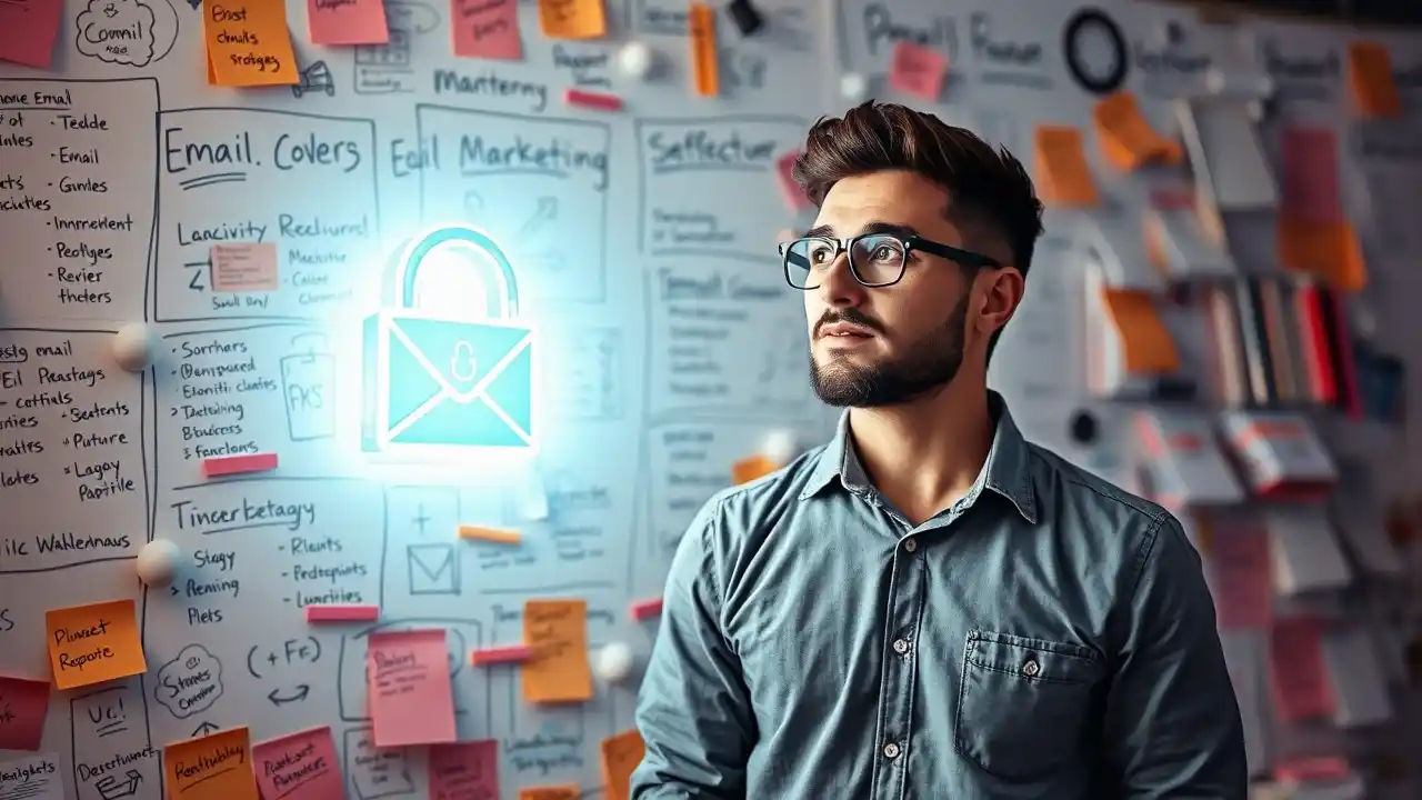 Futuristic ecommerce marketing automation via email systems, displaying a seamless flow of data and automated email campaigns for online stores - Email Marketing Academix