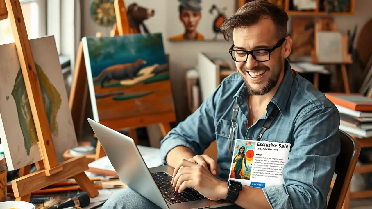 An artist reviewing email marketing for artists analytics to measure the success of their campaigns  - Email Marketing Academix