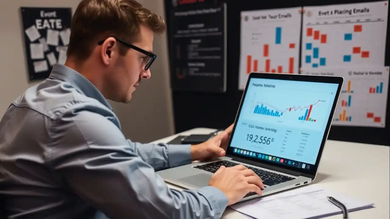 A digital marketing professional creating an email campaign for events with automated workflows to increase engagement  - Email Marketing Academix