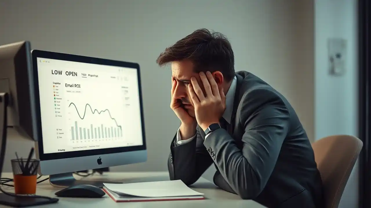 Poor email campaign performance showing low email marketing ROI and high bounce rates - Email Marketing Academix